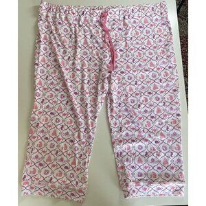 Disney Parks Cotton Pajama Pants 3X Pink / White Cropped Jersey Knit